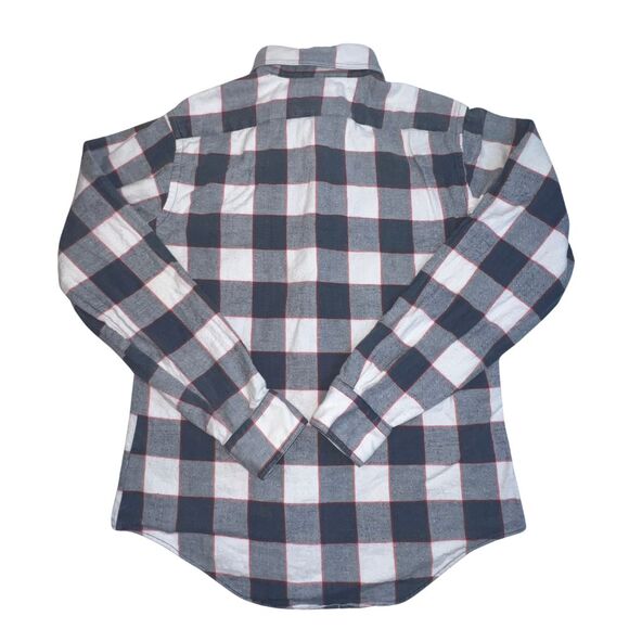 Vtg Brigade Shirt Mens Medium Button Front Collared Black White Plaid Cotton - Picture 5 of 10